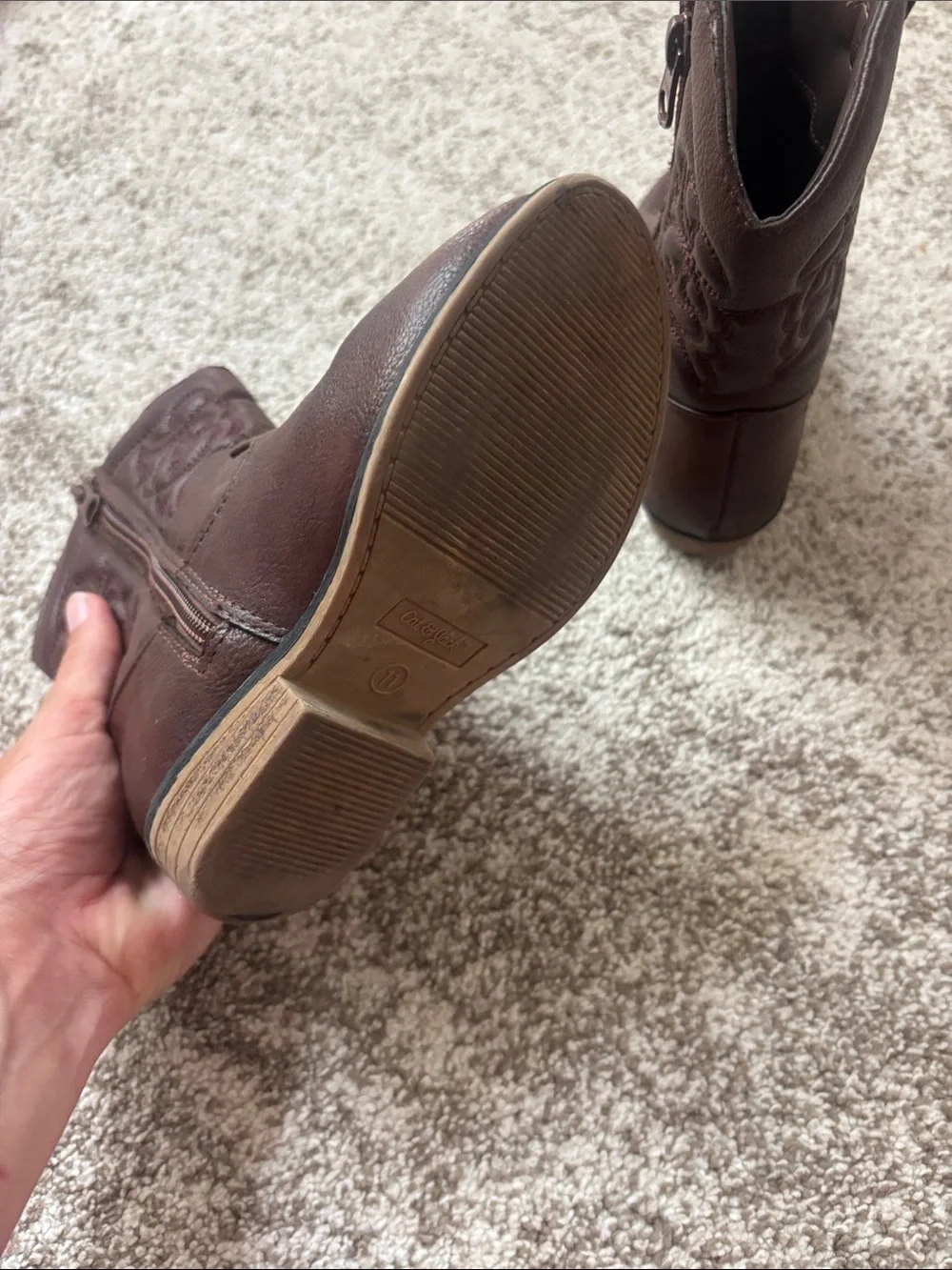 Cat & Jack Brown Kids Western Zip Boots